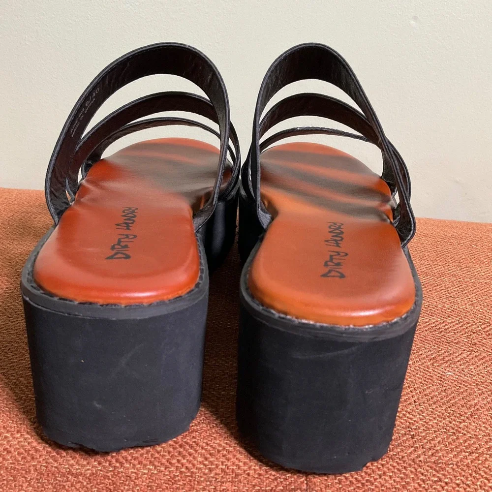 Dirty Laundry June Black Elastic‎ Triple Strap Platform Sandals 9 Chunky 90s Y2K